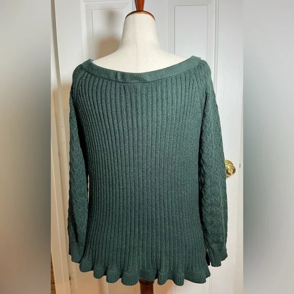 Lane Bryant Cozy Forest Green Cable Knit Sweater - Picture 8 of 14